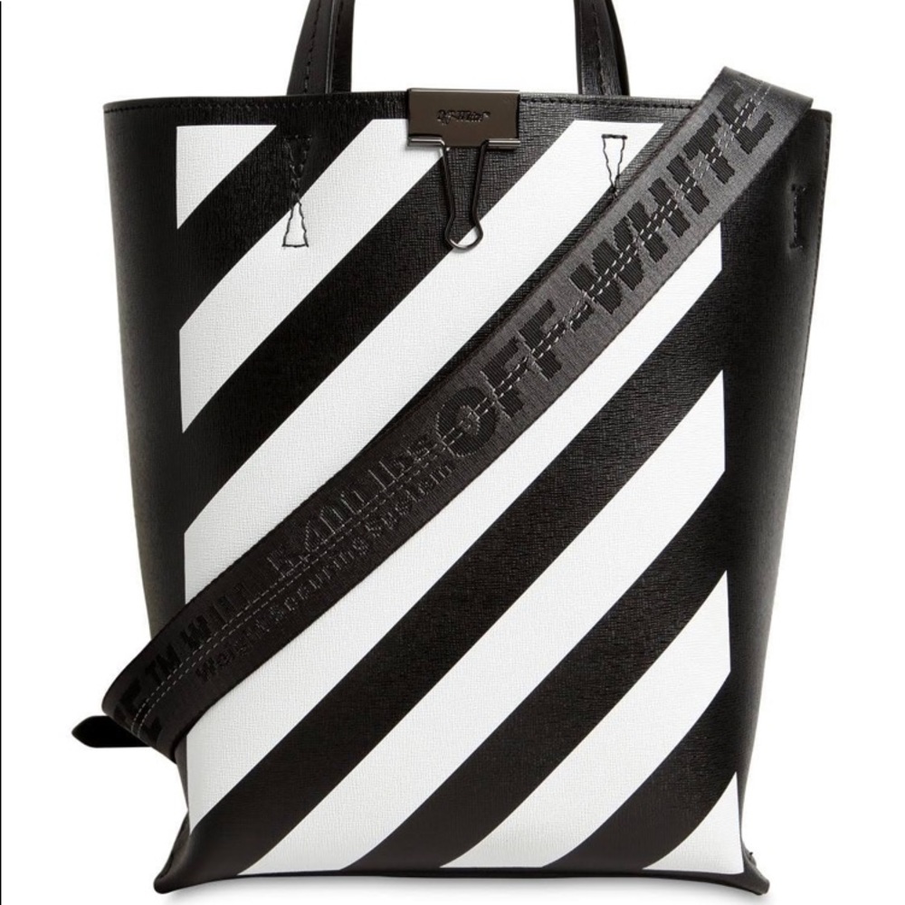 Off white striped tote bag. NWT